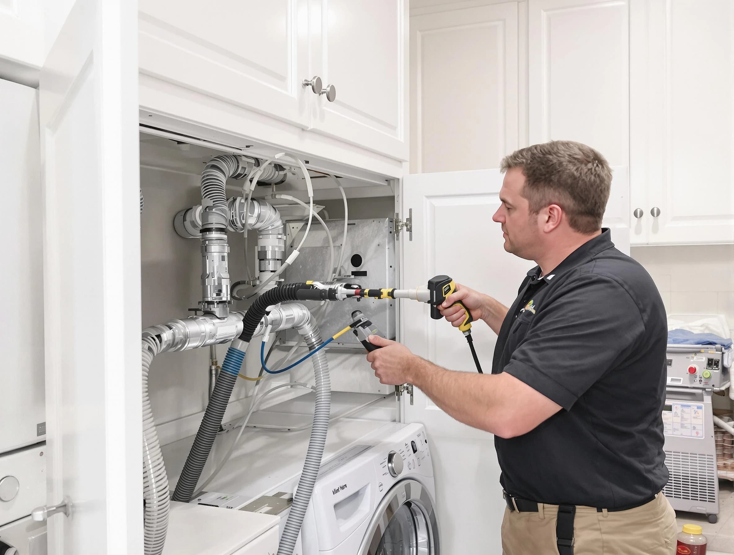 Centerville Dryer Vent Cleaning professional removing severe blockage from a clogged dryer vent in Centerville