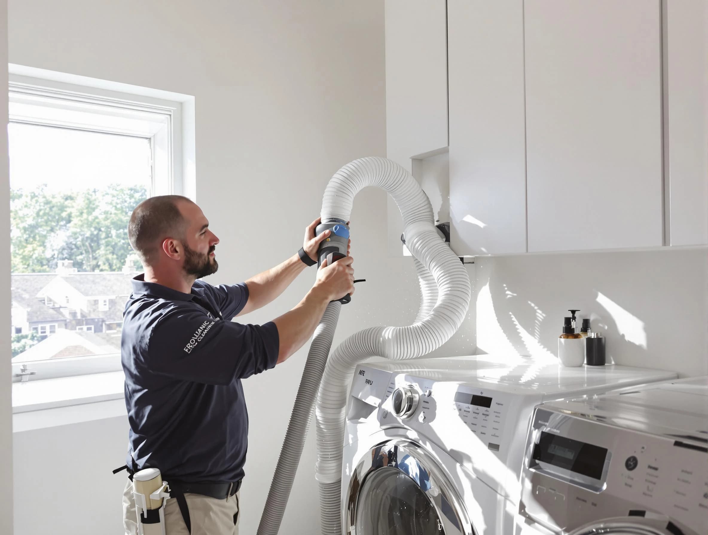Certified Centerville Dryer Vent Cleaning technician performing dryer vent cleaning in Centerville