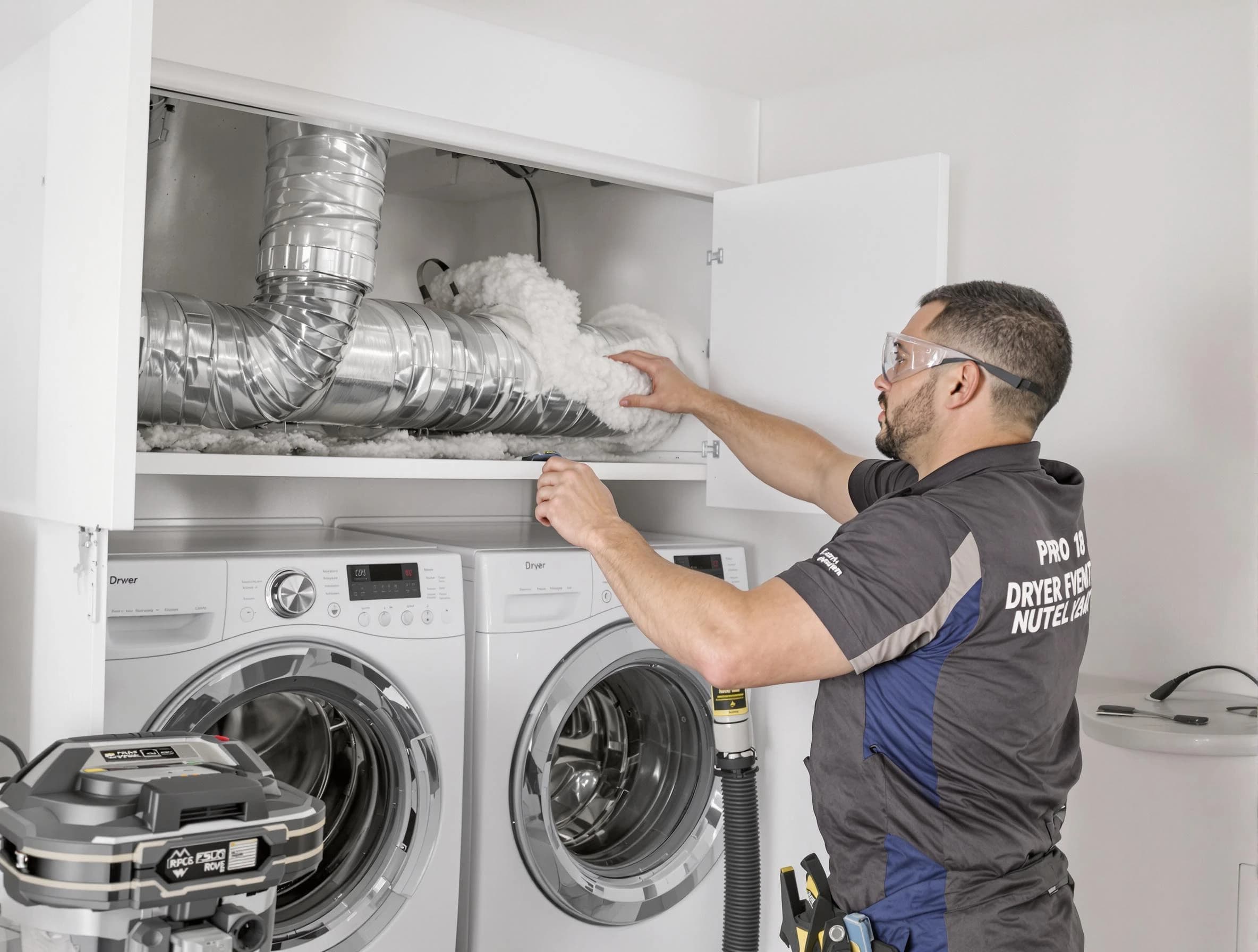 Centerville Dryer Vent Cleaning certified technician performing specialized gas dryer vent cleaning in Centerville