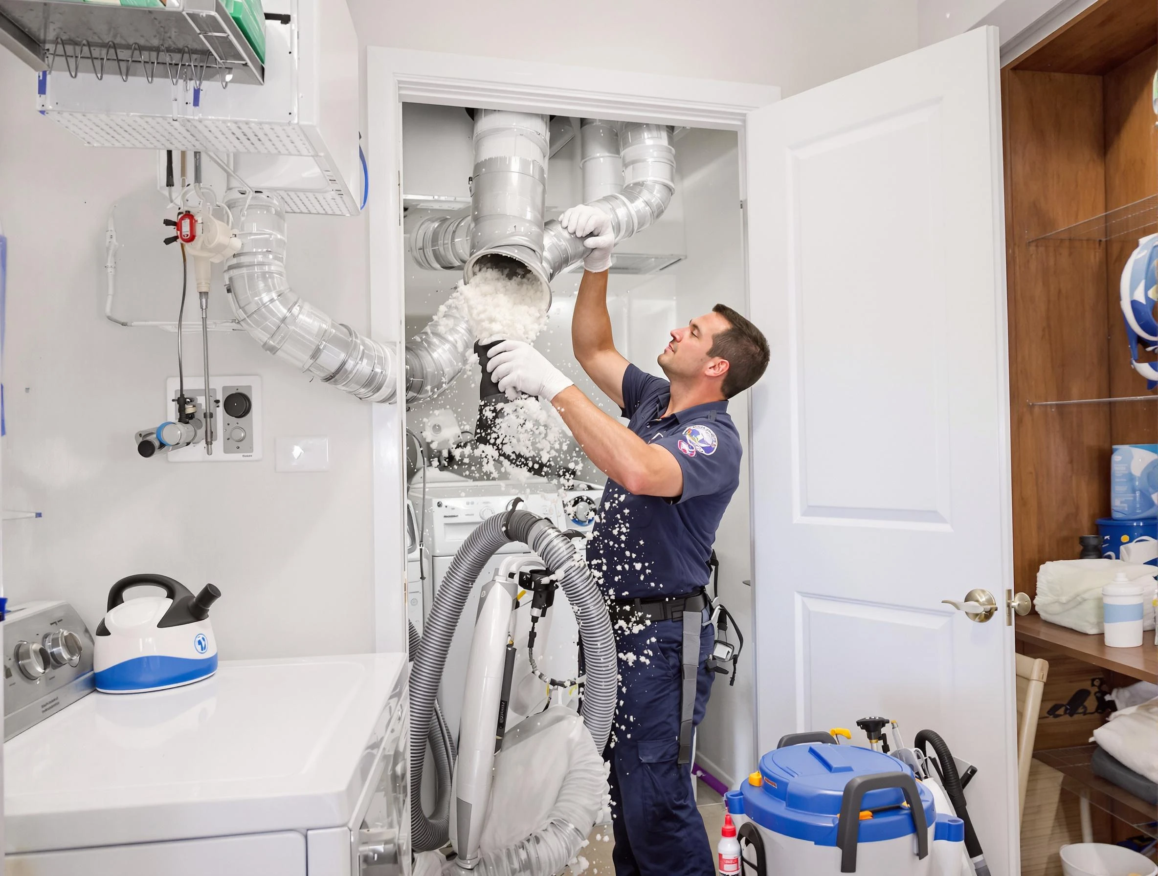 Centerville Dryer Vent Cleaning technician delivering thorough residential dryer vent cleaning service in Centerville